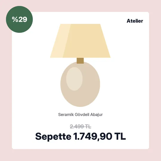 İndirim sırasında aynı kart: %29 rozeti, üstü çizili 2.499 TL ve Sepette 1.749,90 TL